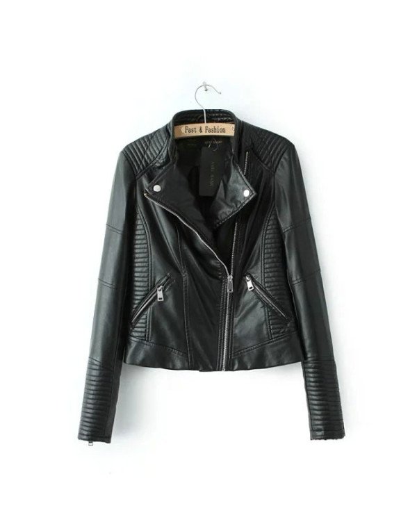 New Ladies Real Leather Biker Jacket Slim Fit Coat...